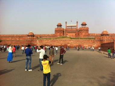 Front entrance to the massive Lal Qila, or Red Fort