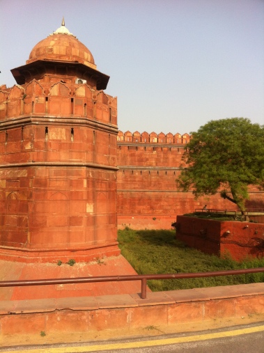 The massive walls of the Red Fort...