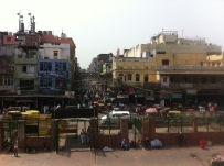 Looking down at the madness of the markets of Old Delhi