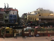Looking down at the madness of the markets of Old Delhi